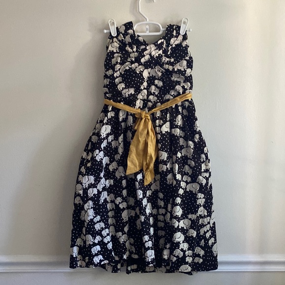 Anthropologie Dresses & Skirts - Anthropologie dress by Poridge-black and white elephant/gold sash size 8